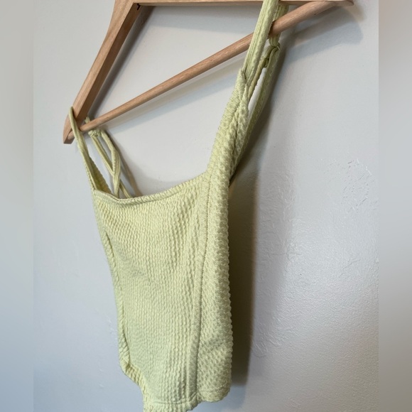 Urban Outfitters UO Modern Corset Top Cropped Cross Back Tank Lime Green - Picture 5 of 10